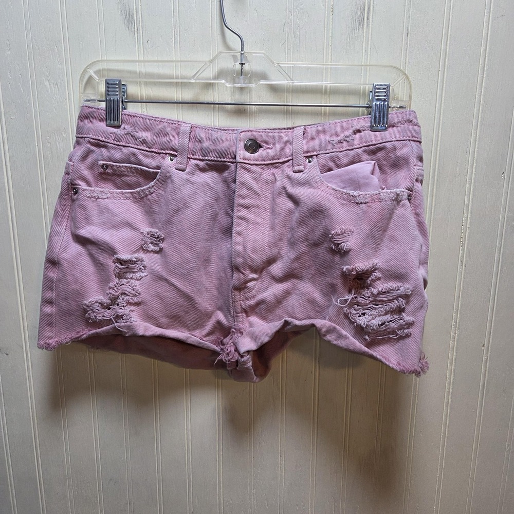 ZARA‎ Shorts Womens 8 Pink Denim Cutoff Distressed Frayed Hem Casual Summer